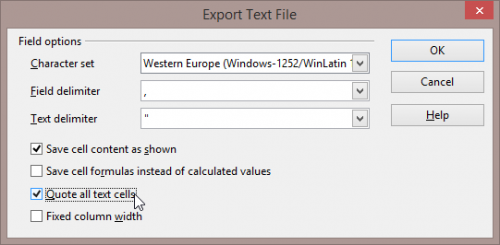 Export in CSV mit LibreOffice