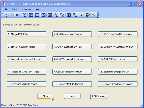 Screenshot PDFill PDF Tools