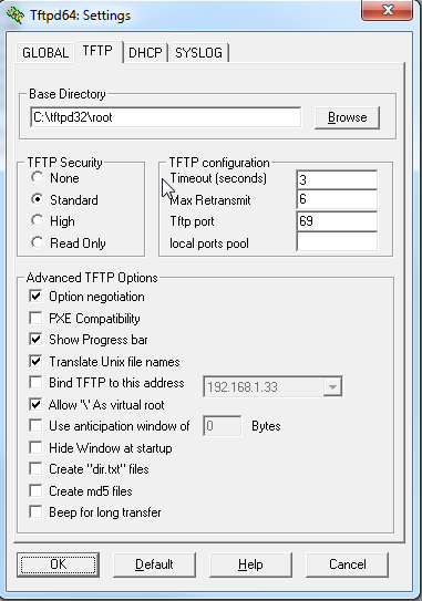 TFTP-Registerkarte