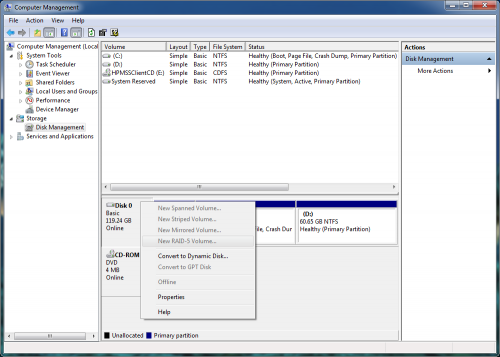 Windows 7 Datenträgerverwaltung