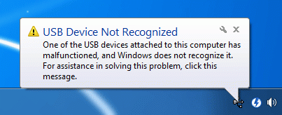 Die Fehlermeldung USB-Gerät nicht erkannt