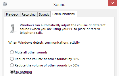 sound-Kommunikation-wenn Windows Kommunikationsaktivitäten erkennt