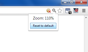 Screenshot der Reset-Zoom-Taste von Chrome
